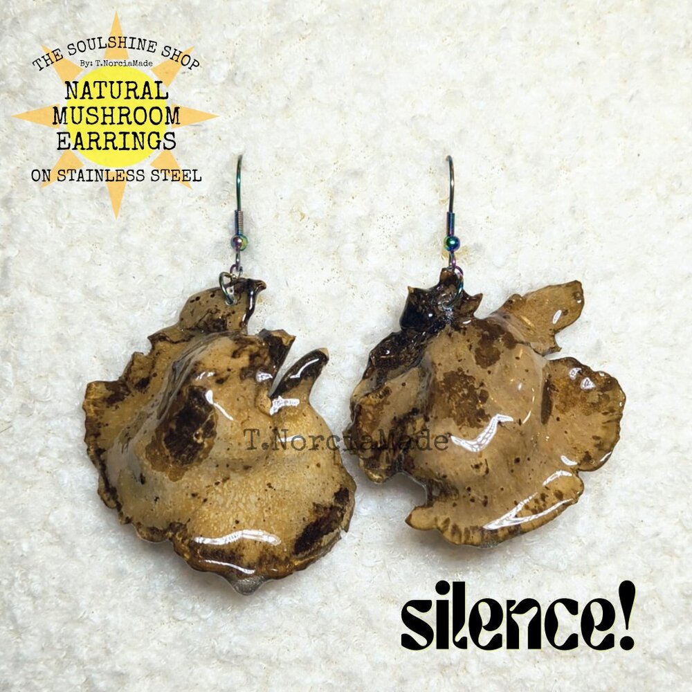 Silence! Natural Mushroom Earrings